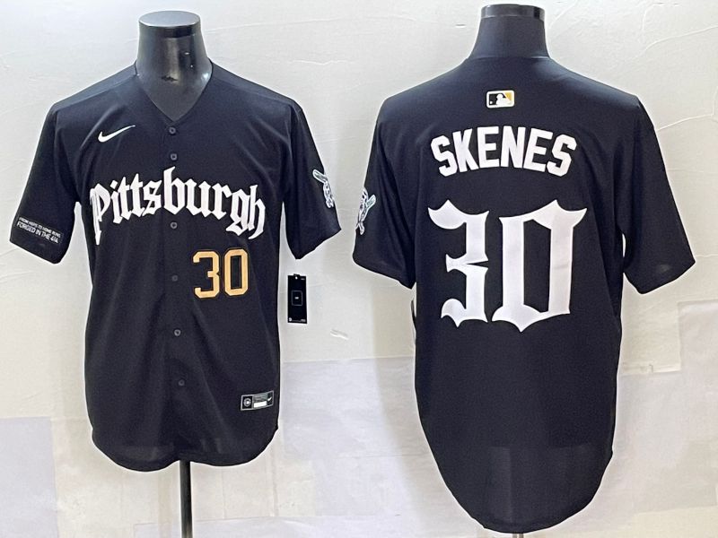 Men 2025 Pittsburgh Pirates #30 Skenes Black Five generations Joint Name Nike MLB Jersey style 3->pittsburgh pirates->MLB Jersey